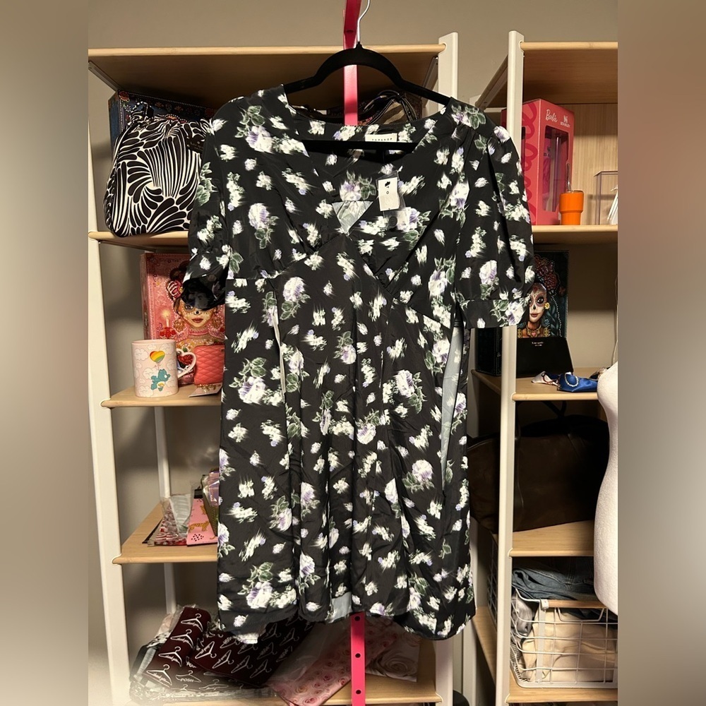 TopShop Floral Black and White  Dress size 12 nwt